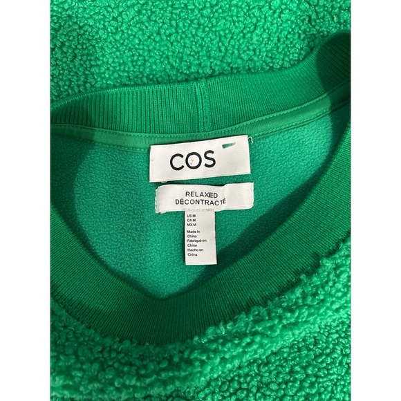 COS Men’s Relaxed Fit Teddy Sweatshirt Size Medium Green Long Sleeve Crew Neck - Picture 9 of 12